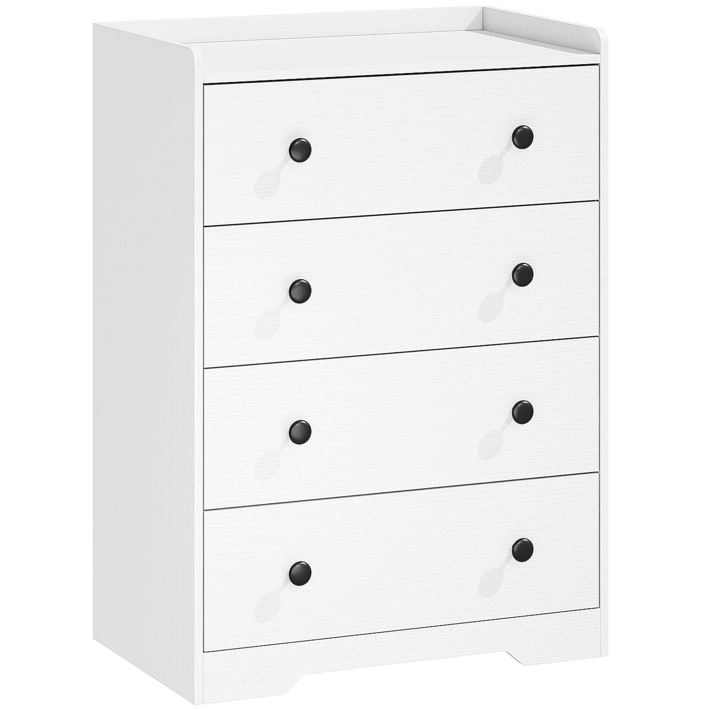 HOMCOM 4 Drawer Chest of Drawers, Modern Dresser for Bedroom, Storage Cabinet for Living Room Entryway, White Wood Effect