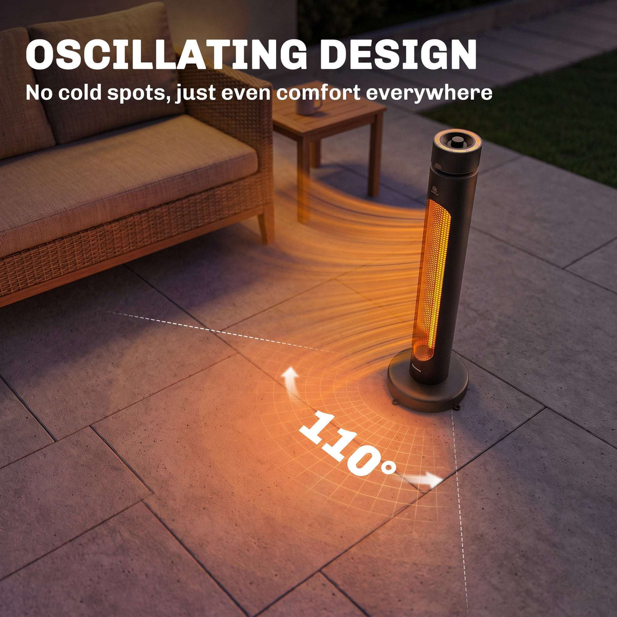 Outsunny 2000 W Electric Infrared Patio Heater, Free Standing Oscillating Outdoor Garden Heater with Knob/Remote Control, Black