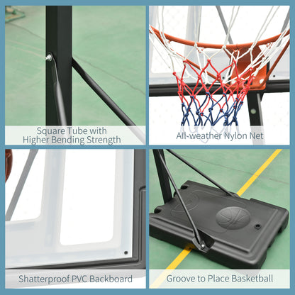 HOMCOM Portable 10ft Basketball Backboard Hoop Set Professional Outdoor Freestanding Basketball Stand with Wheels for Adults and Children, Adjustable High 2.55M-3.05M
