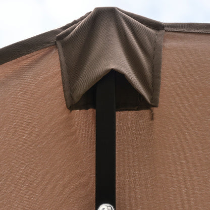 Outsunny Garden Parasol 4.4m Double-Sided Sun Umbrella Patio Parasol LED Solar Lights Khaki
