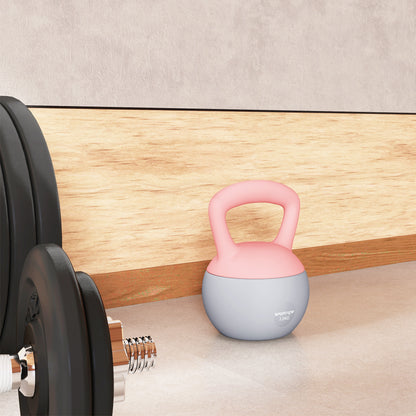 SPORTNOW 12KG Soft Kettlebell, Kettlebell with Non-Slip Handle for Home Gym, Weight Lifting, Strength Training, Pink/Grey