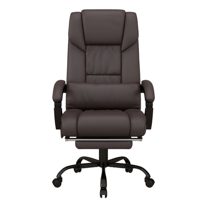 Vinsetto 6-Point Massage Office Chair, PU Leather Desk Chair with Adjustable Height and Footrest for Home Office, Brown