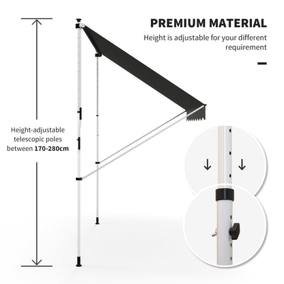 Outsunny 3x1.5m  Adjustable Outdoor Aluminium Frame Awning Grey