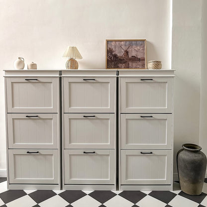 HOMCOM Three-Drawer Minimalistic Shoe Storage Cabinet, for 15 Shoes