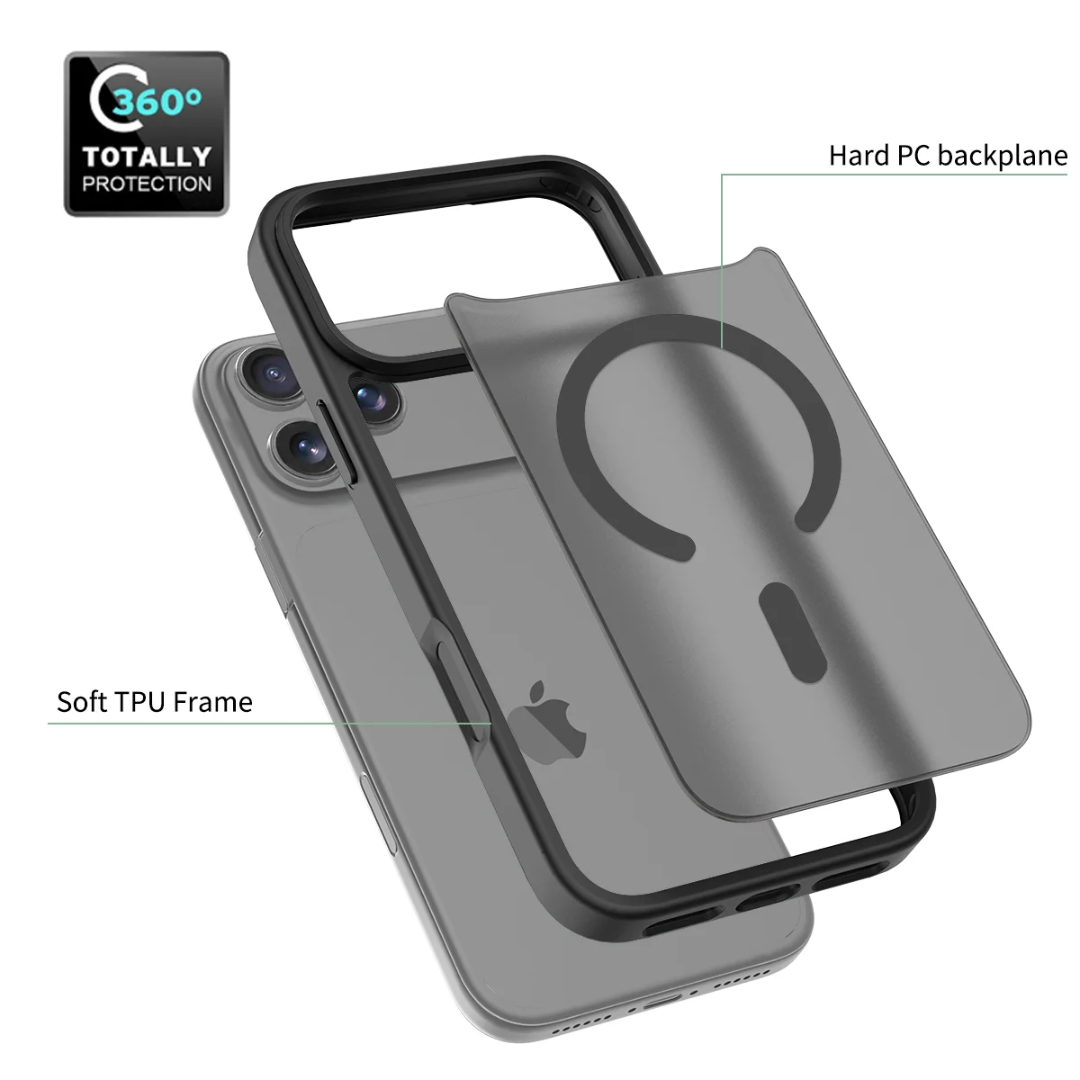 iPhone 17 Pro Max MagSafe Case Shockproof Clear Back TPU PC Slim Cover