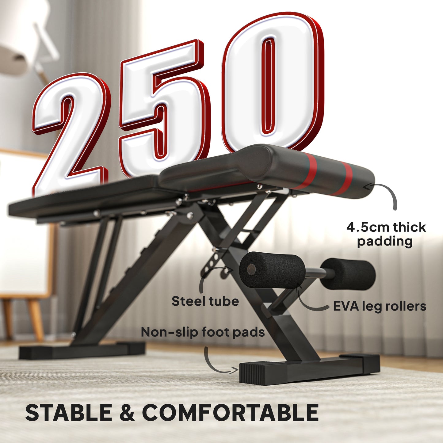 SPORTNOW Foldable Weight Bench, Adjustable Incline Flat Bench Press with 6-Level Backrest, 4-Level Seat, Leg Extension for Home Gym Workout Full Body Strength Training