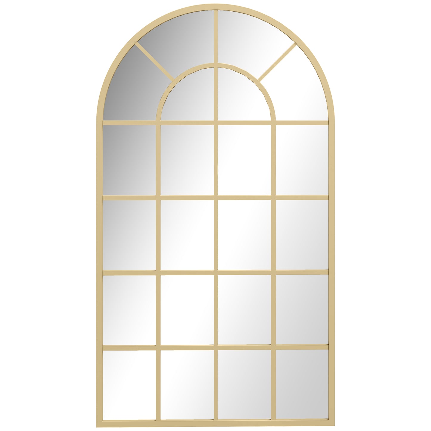 HOMCOM 110 x 65 cm Arched Decorative Wall Mirror for Bedroom Living Room, Modern Window Bathroom Mirror for Home Decor
