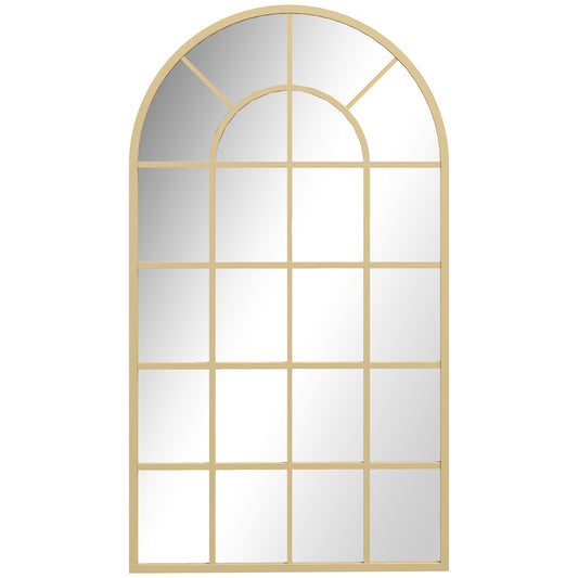 HOMCOM 110 x 65 cm Arched Decorative Wall Mirror for Bedroom Living Room, Modern Window Bathroom Mirror for Home Decor