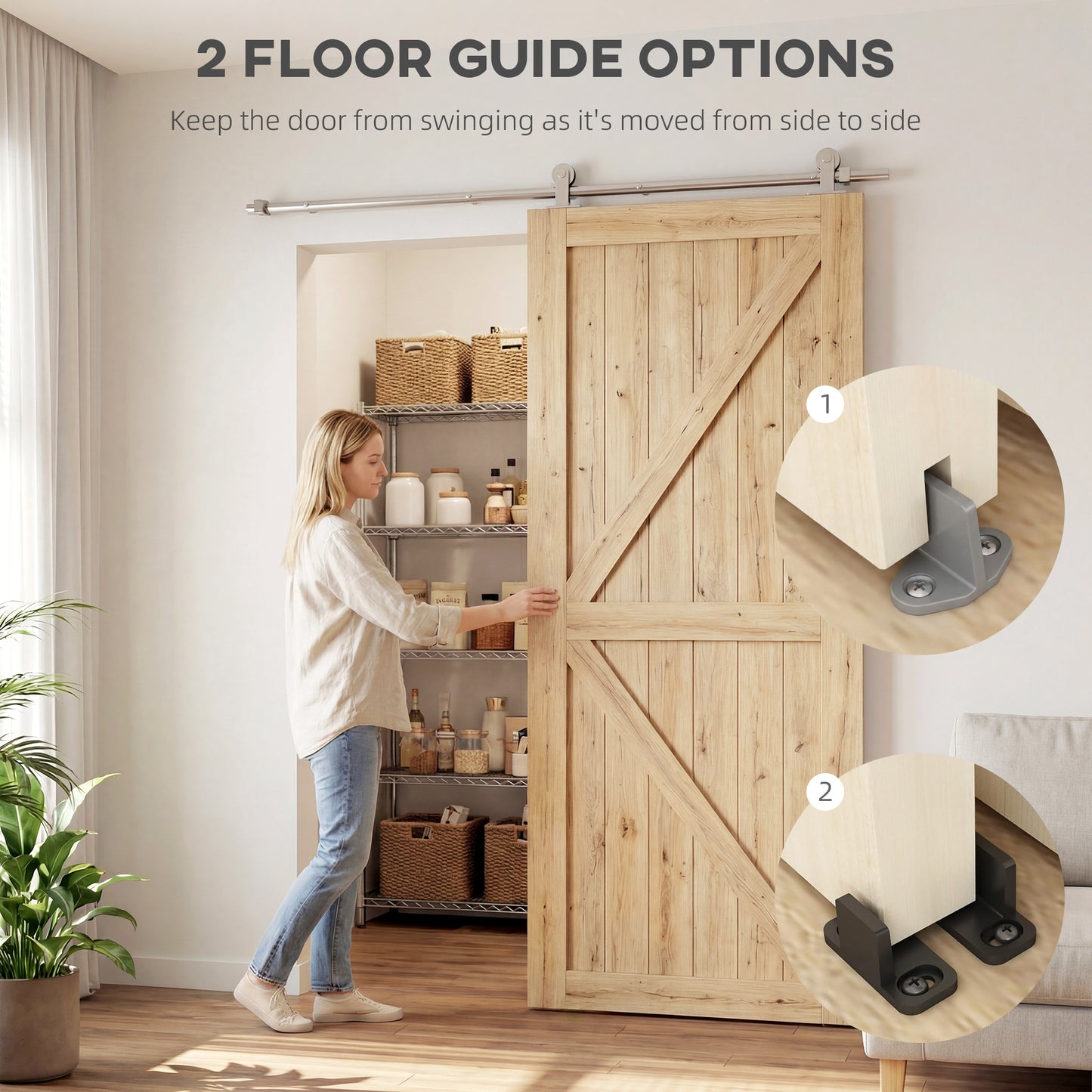 HOMCOM Sliding Door Hardware Kit Heavy Duty 304 Stainless Steel 152 cm Wide Door Silver Tone