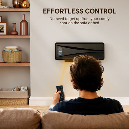 HOMCOM 2000W Ceramic Electric Heater with Fan, Adjustable Thermostat, Wall Mounted - Black
