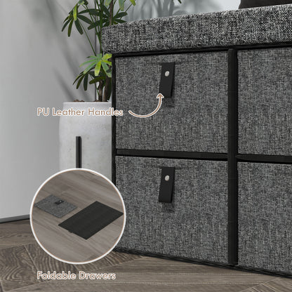 HOMCOM Six-Drawer Shoe Storage Bench, with Padded Top Seat - Dark Grey--ChewyGames-ChewyGames