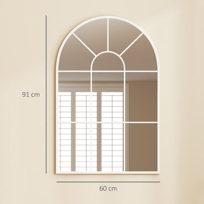 HOMCOM 90 X 61cm Arched Grid Mirror - White