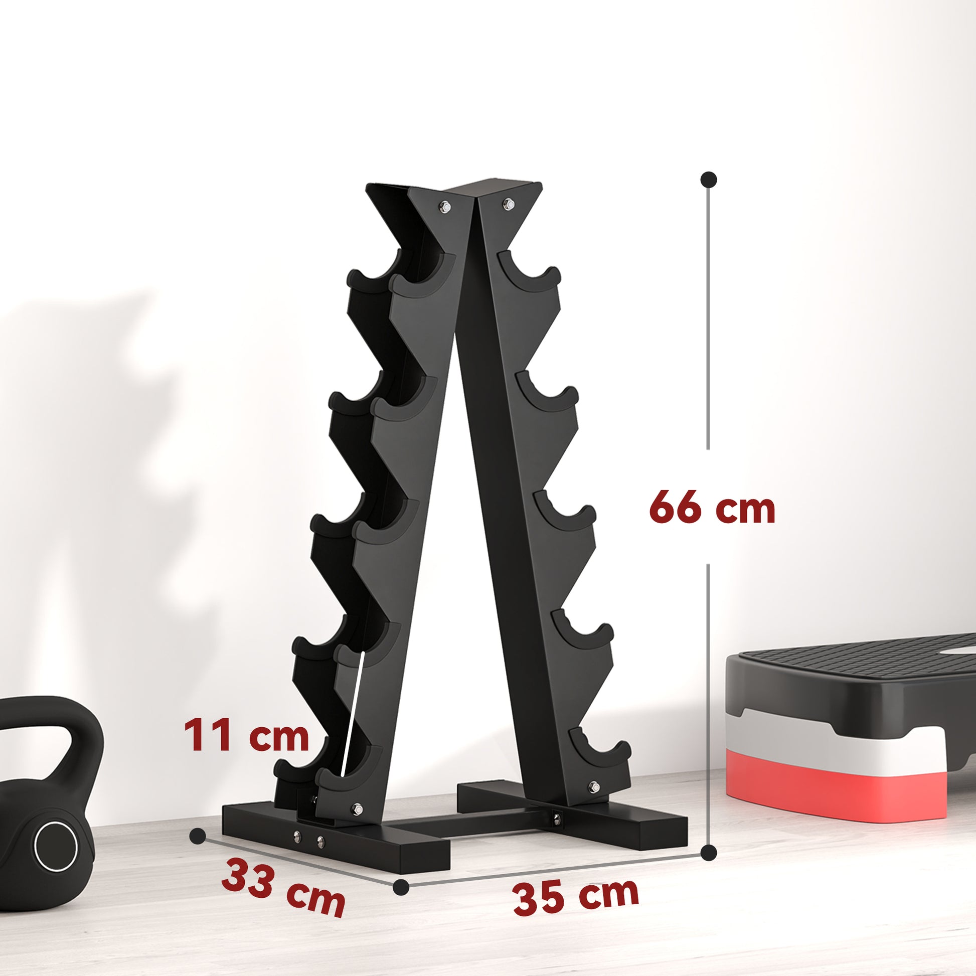 SPORTNOW Five-Tier Dumbbell Storage Rack, for Home Gym Exercise - Black-Free Weight Storage Racks-ChewyGames-ChewyGames