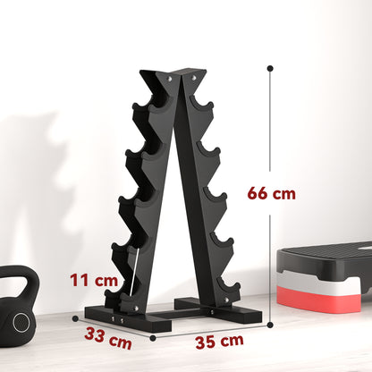 SPORTNOW Five-Tier Dumbbell Storage Rack, for Home Gym Exercise - Black-Free Weight Storage Racks-ChewyGames-ChewyGames