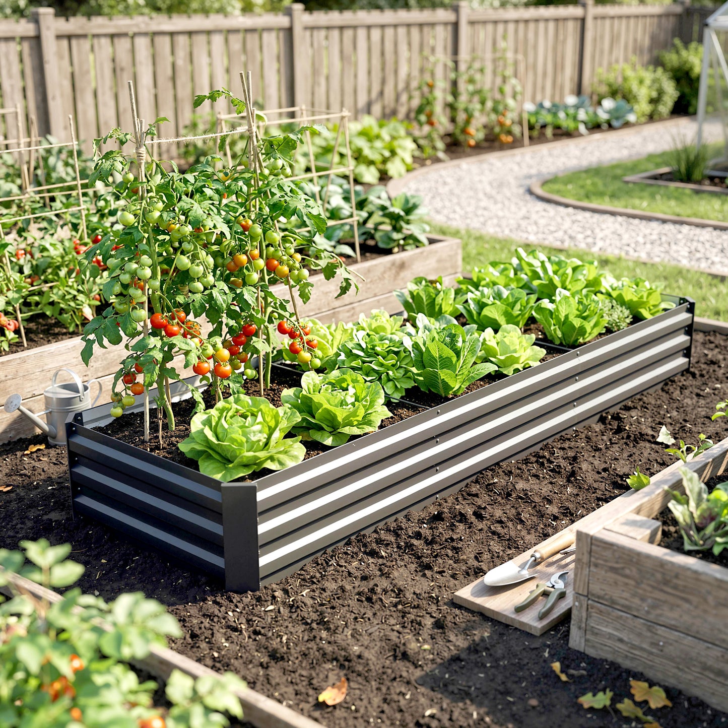 Outsunny 60 x 240cm Galvanised Steel Planter, with Open Bottom