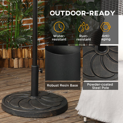 Outsunny 18kg Resin Garden Parasol Base, Round Outdoor Market Umbrella Stand Weight for Poles of Φ38mm to Φ48mm, Bronze