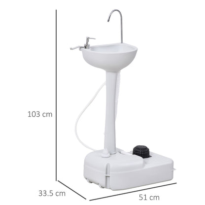 Outsunny Camping Sink, 17L Portable Hand Wash Station with Towel Holder, Soap Dispenser and Rolling Wheels, Outdoor Sink for Events, Gatherings, Worksite
