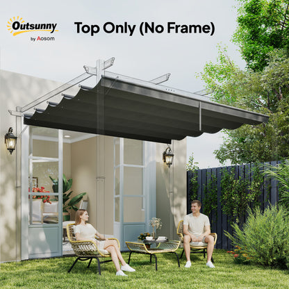 Outsunny Retractable Pergola Cover, 2.55 x 2.5 m Replacement Canopy Fabric for 3 x 3 m Frame, Roof Top Only, Dark Grey