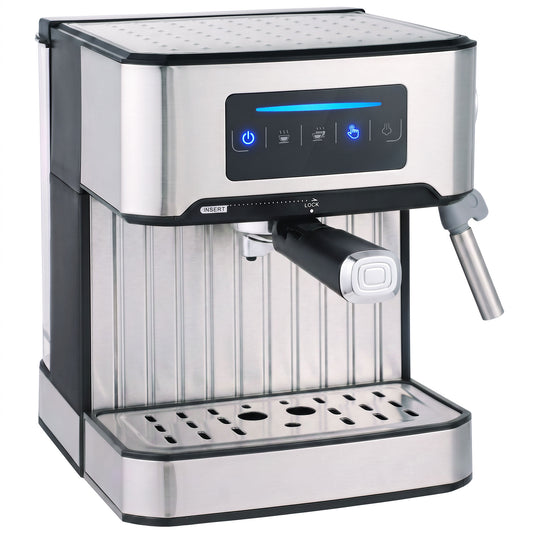 HOMCOM Espresso Machine, 20-Bar Cappuccino Coffee Maker with Frother Wand, 1.6L Tank, Single/Double/Manual Shot, LED Touch