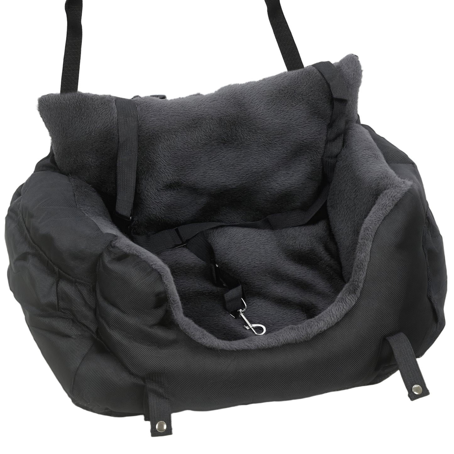 PawHut Dog Car Seat for Small Dogs with Fixed Buckle, Safety Leash, Washable Cover, 58 x 45 x 28 cm, Black