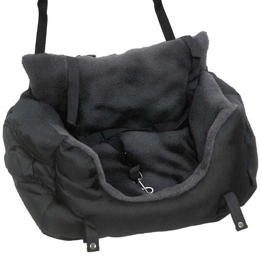 PawHut Dog Car Seat for Small Dogs with Fixed Buckle, Safety Leash, Washable Cover, 58 x 45 x 28 cm, Black