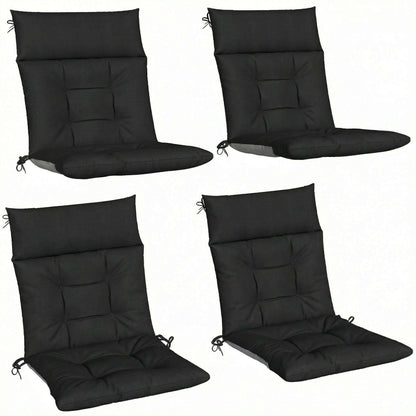 Outsunny Patio Chair Cushions Set of 4, Waterproof Non-Slip Lounge Chair Cushions, 112x53cm, Black