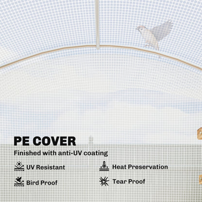 Outsunny Polytunnel Greenhouse Walk-in Grow House with UV-resistant PE Cover, Door and Galvanised Steel Frame, 3 x 2 x 2m, White