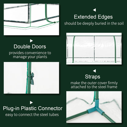 Outsunny Tunnel Greenhouse Green Grow House for Garden Outdoor, Steel Frame, PVC Cover, Transparent, 200 x 100 x 80cm