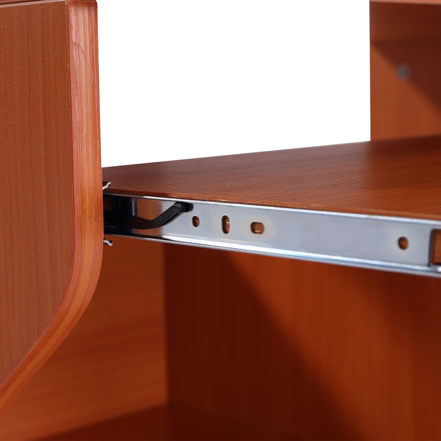 HOMCOM Multi-Storage Compact Work Desk, with Wheels - Cherry Wood Colour--ChewyGames-ChewyGames