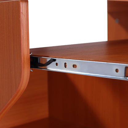 HOMCOM Multi-Storage Compact Work Desk, with Wheels - Cherry Wood Colour--ChewyGames-ChewyGames
