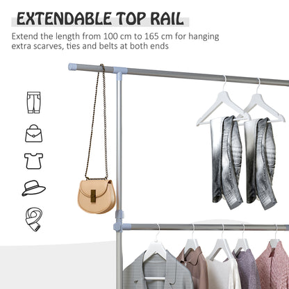 HOMCOM Heavy Duty Clothes Hanger Garment Rail Hanging Display Stand Rack w/ Wheels Adjustable
