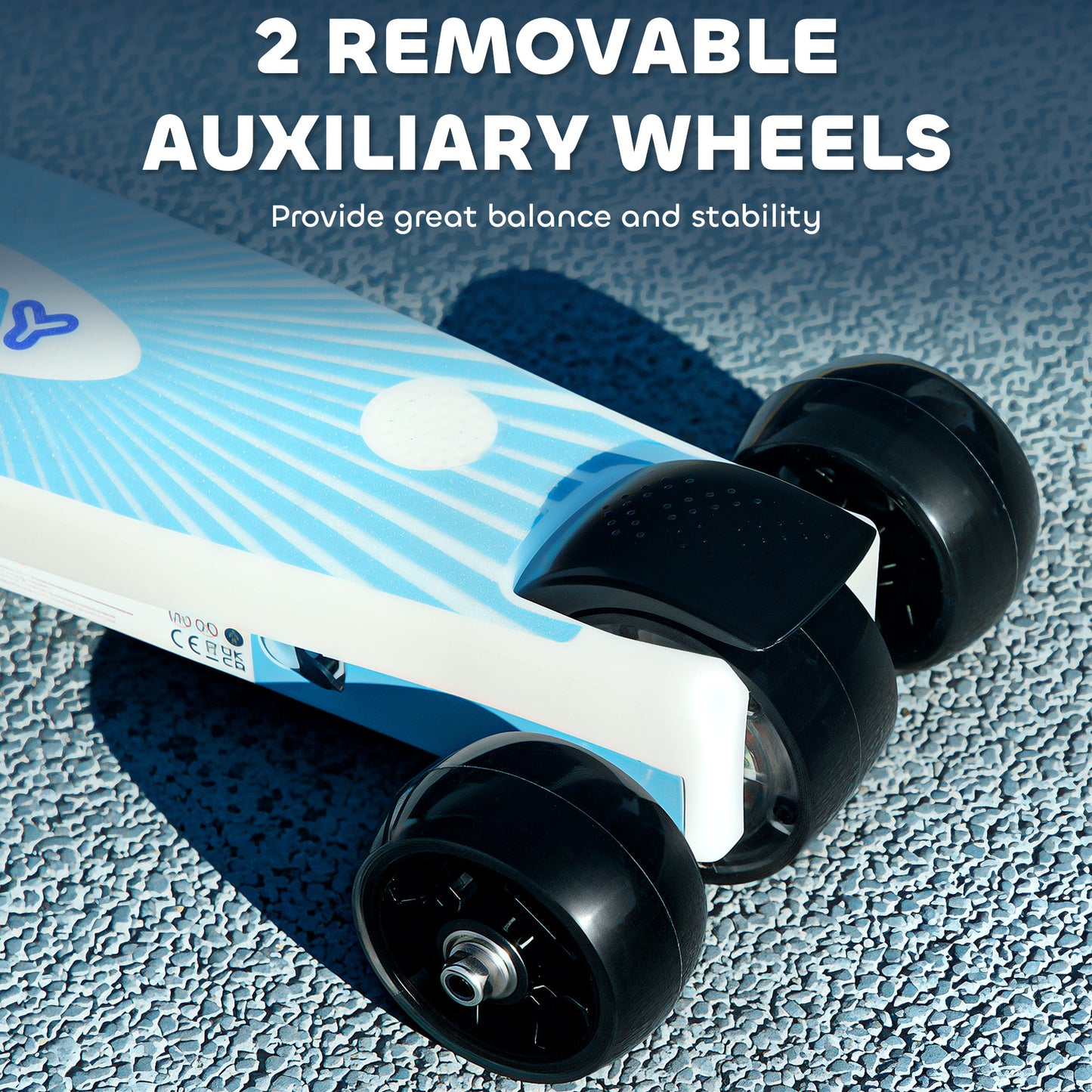 AIYAPLAY Electric Scooter for Kids Aged 4-7 Years, with Flashing LED Lights, Rear Auxiliary Wheels, Blue