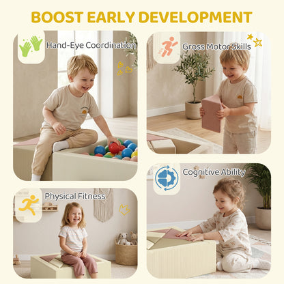 AIYAPLAY Soft Play 9 Piece Foam Climbing Blocks Soft Play Set with Tangram Play, Removable Cover for Kids Room, Ages 3-6 Years