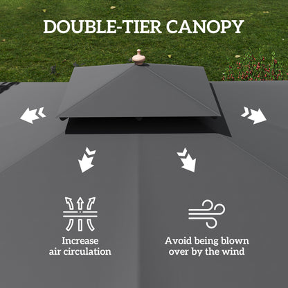 Outsunny 3 m Square Garden Parasol - Black