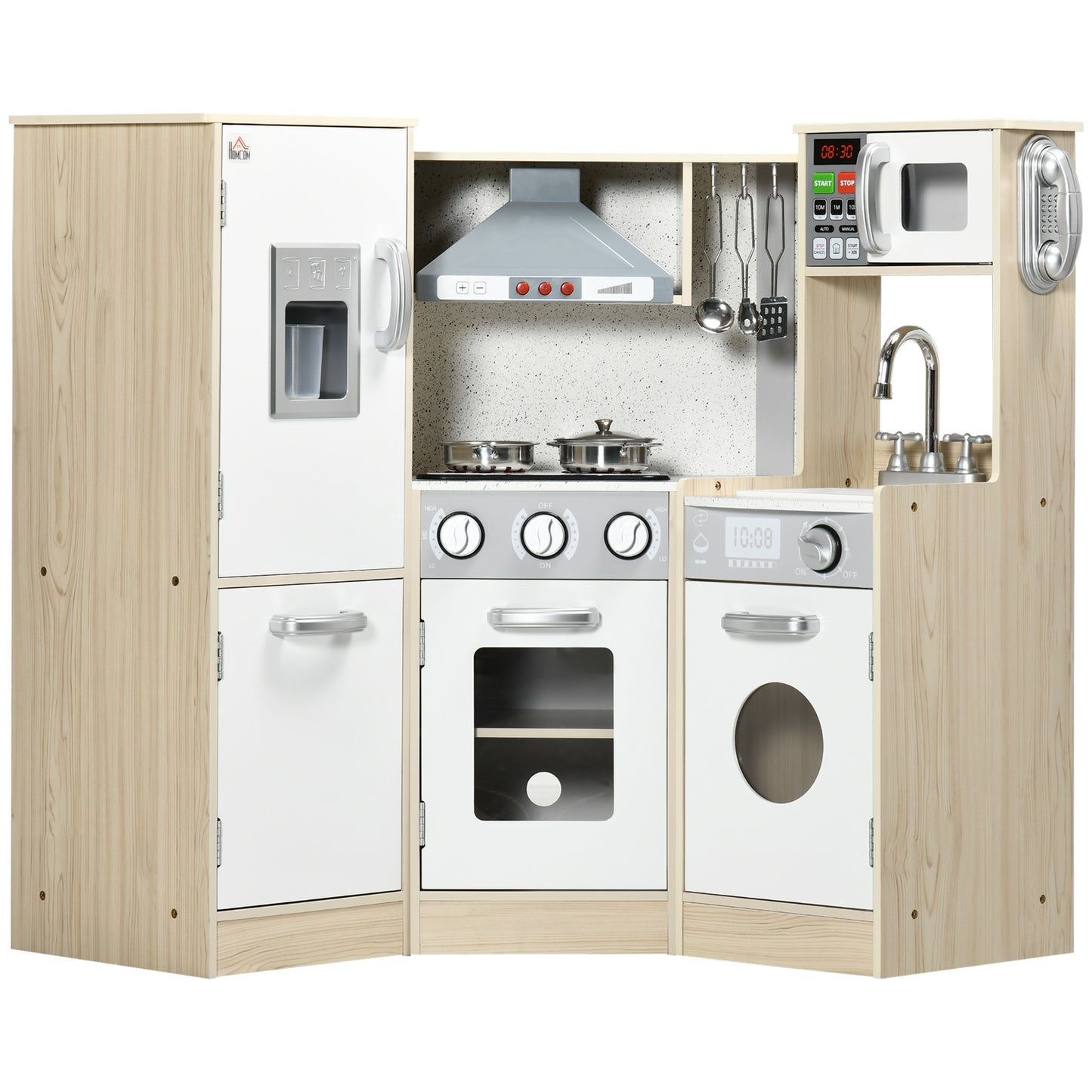 HOMCOM Kids Kitchen Playset, with Accessories, Storage Space--ChewyGames-ChewyGames