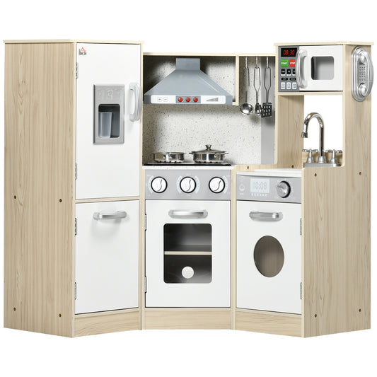 HOMCOM Kids Kitchen Playset, with Accessories, Storage Space--ChewyGames-ChewyGames