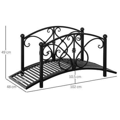 Outsunny 102L x 48W x 49H Classic Metal Garden Bridge with Safety Railings Arc Footbridge Decorative Pond Bridge for Backyard Creek Stream, Black--ChewyGames-ChewyGames
