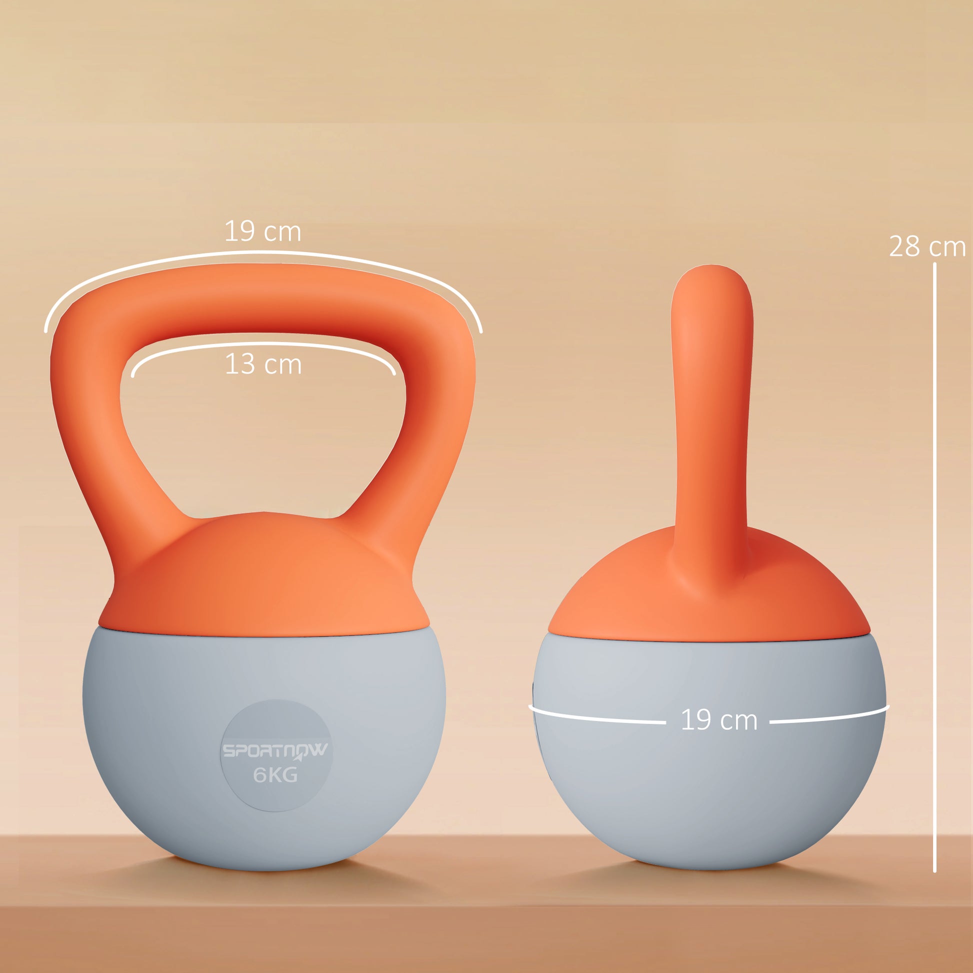 SPORTNOW 6KG Soft Kettlebell with Non-Slip Handle, for Home Gym, Weight Lifting, Strength Training, Orange/Grey-Kettlebells-ChewyGames-ChewyGames