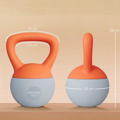 SPORTNOW 6KG Soft Kettlebell with Non-Slip Handle, for Home Gym, Weight Lifting, Strength Training, Orange/Grey-Kettlebells-ChewyGames-ChewyGames