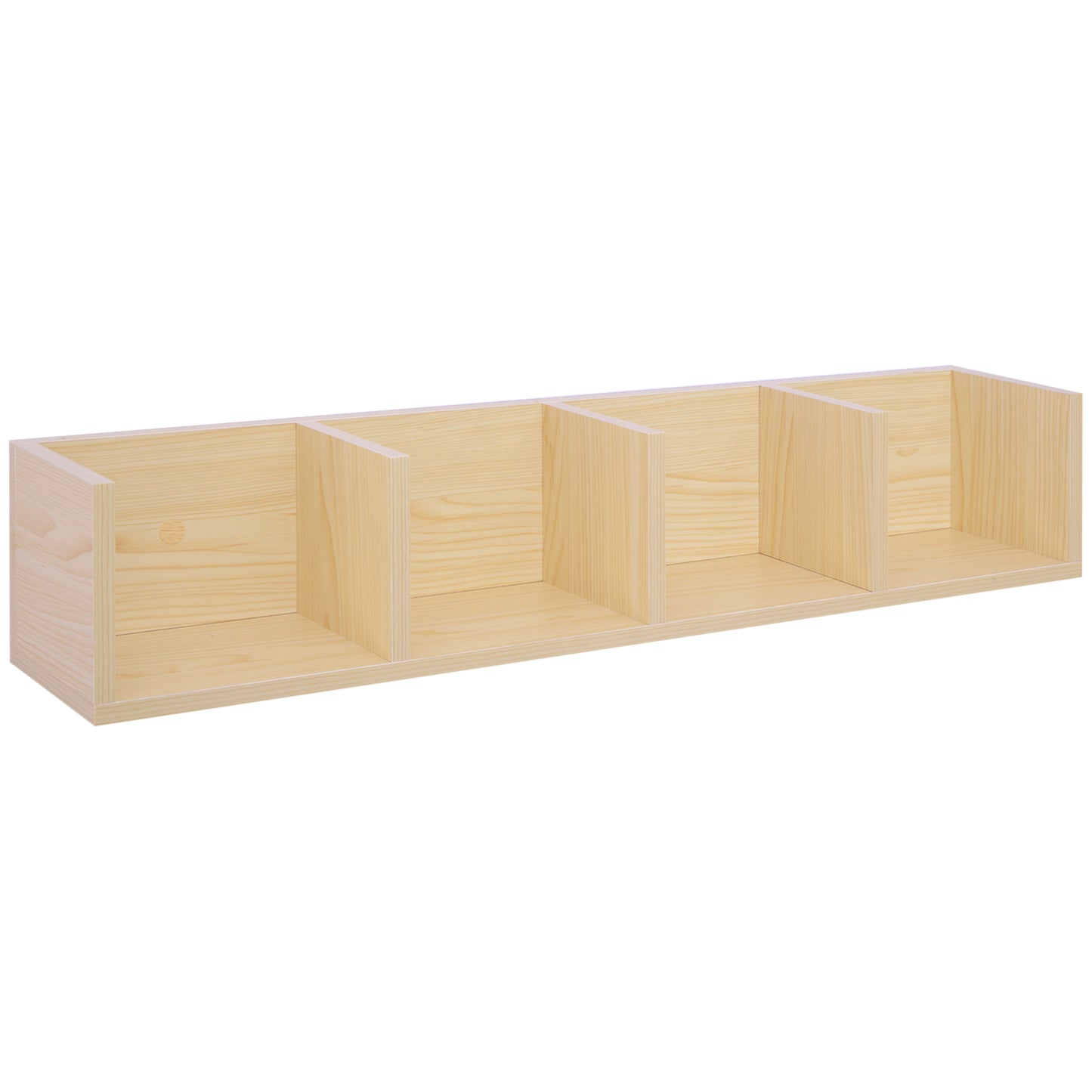 HOMCOM Wall Mount 84 CD / 56 DVD/Blu-ray/ Media Storage Rack 4 Cubes Wooden Shelf Organizer Unit Bookcase Display, Natural