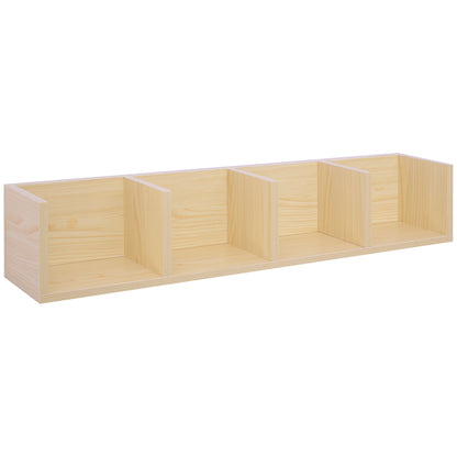 HOMCOM Wall Mount 84 CD / 56 DVD/Blu-ray/ Media Storage Rack 4 Cubes Wooden Shelf Organizer Unit Bookcase Display, Natural