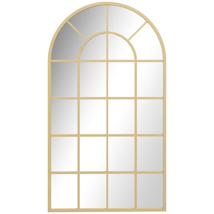 HOMCOM 110 x 65 cm Arched Decorative Wall Mirror for Bedroom Living Room, Modern Window Bathroom Mirror for Home Decor