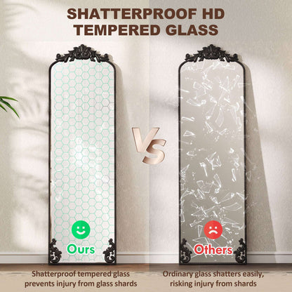 HOMCOM Floor Mirror, 50 x 160 cm Full Length Mirror with Baroque Metal Frame for Bedroom, Living Room, Dressing Room, Black