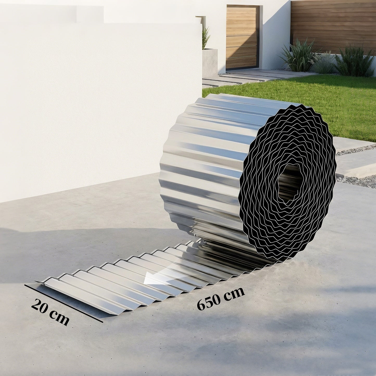Outsunny Metal Garden Edging Border, 8 in x 21.3 ft Corrugated Heavy Duty Galvanised Steel Lawn Edging, Silver Tone--ChewyGames-ChewyGames