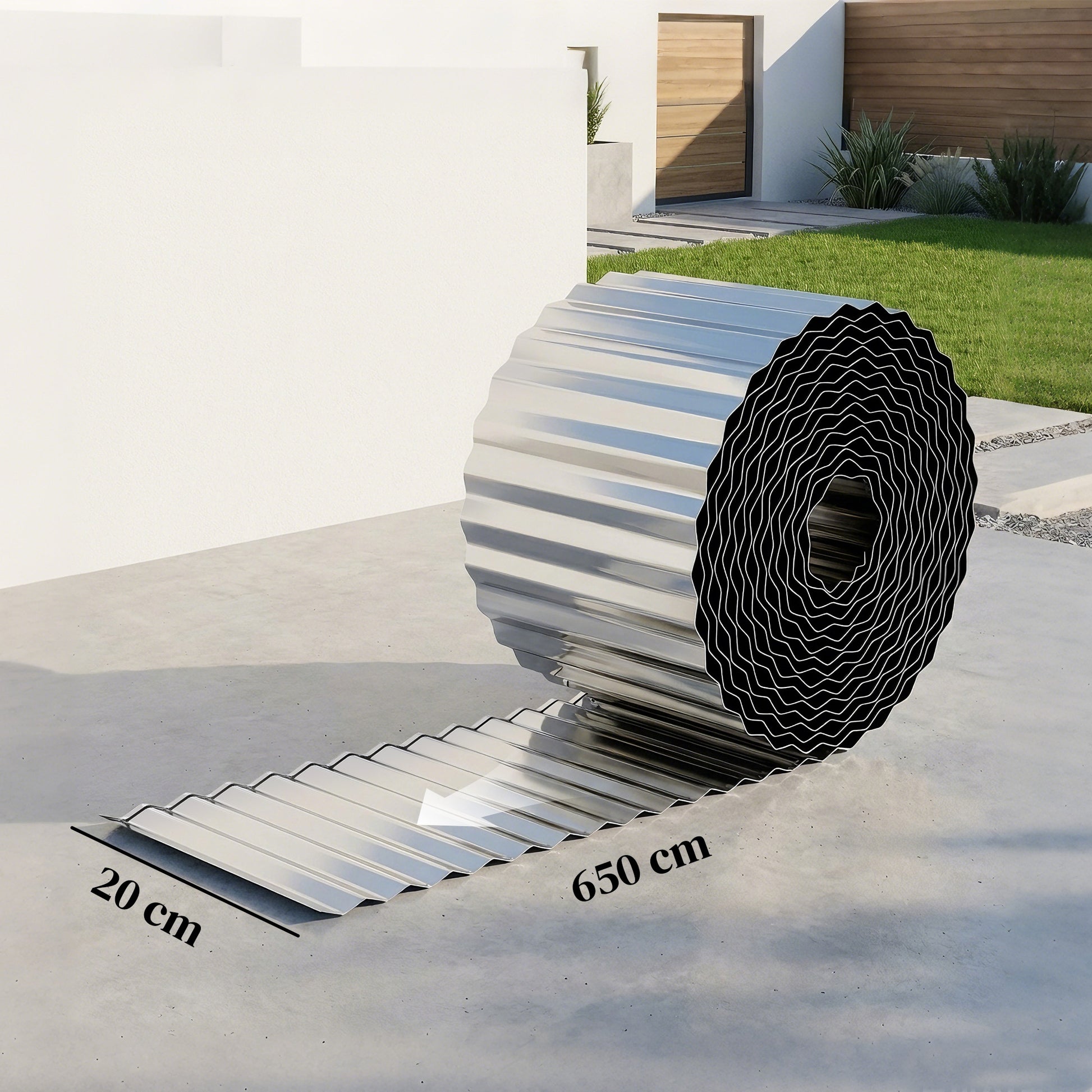Outsunny Metal Garden Edging Border, 8 in x 21.3 ft Corrugated Heavy Duty Galvanised Steel Lawn Edging, Silver Tone--ChewyGames-ChewyGames