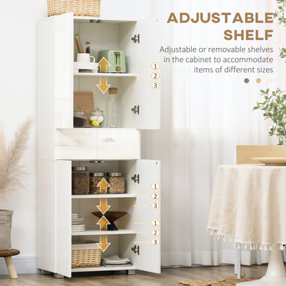 HOMCOM Storage Cabinet, Kitchen Cupboard with 3 Adjustable Shelves, 60L x 35W x 170H cm, White
