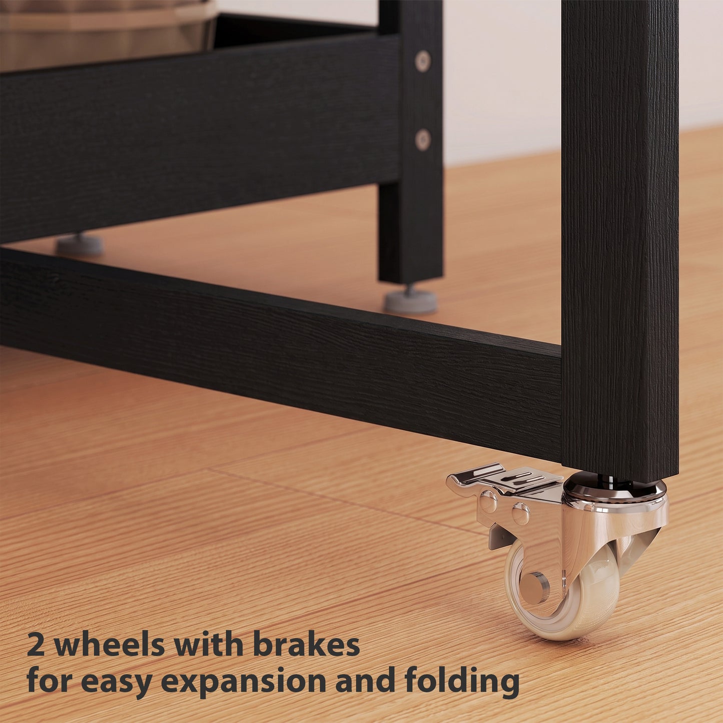 HOMCOM Four-Person Drop Leaf Table - Black Wood-Effect