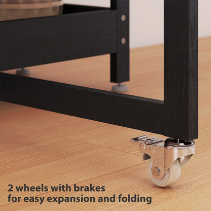 HOMCOM Four-Person Drop Leaf Table - Black Wood-Effect