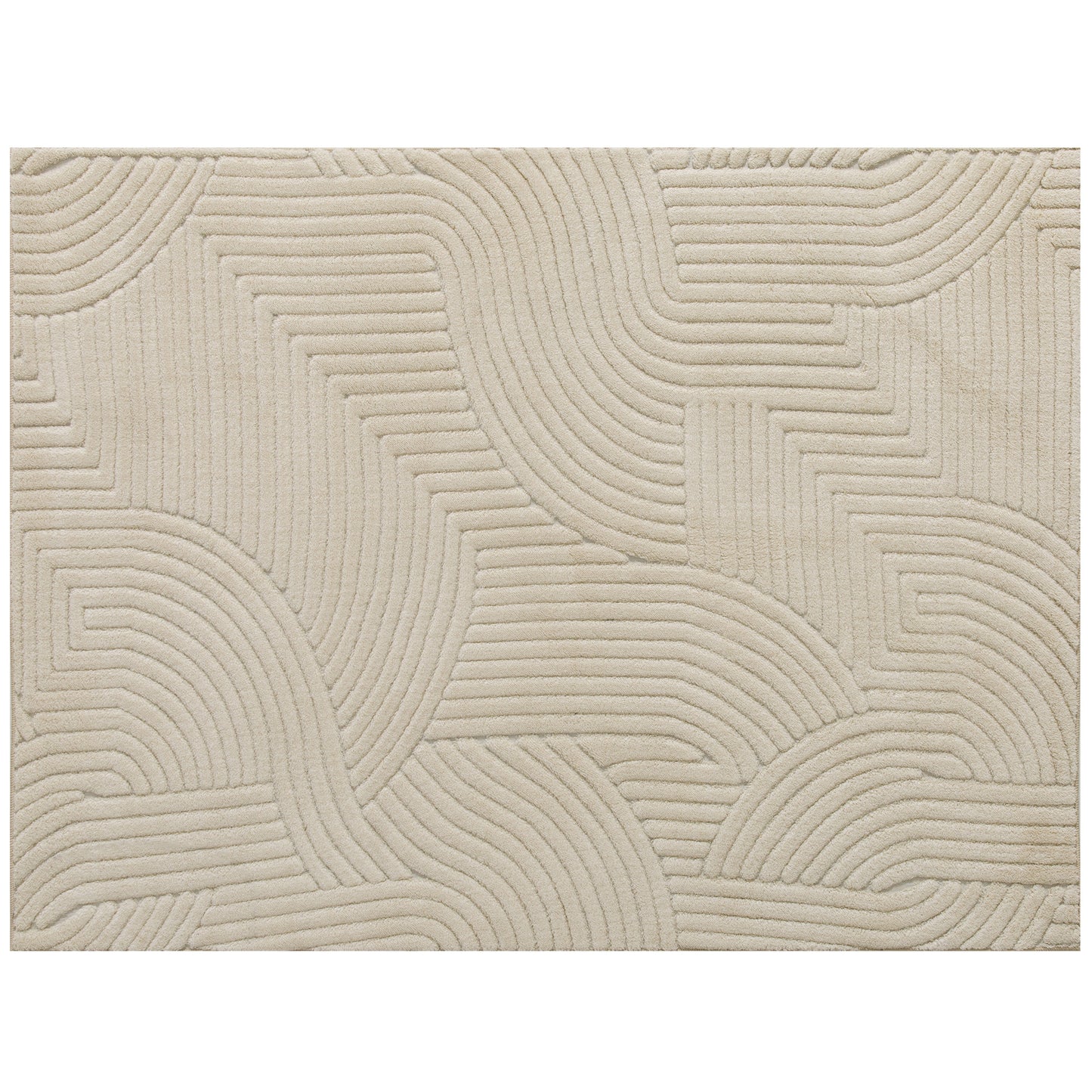HOMCOM Modern Geometric Rug, Thick Plush, Non-Slip, 200 x 140 cm – Cream, Living Room/Bedroom/Office