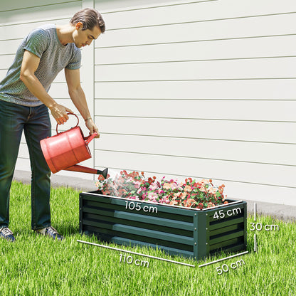 Outsunny Set of Two 110 x 65cm Steel Planter Boxes - Green